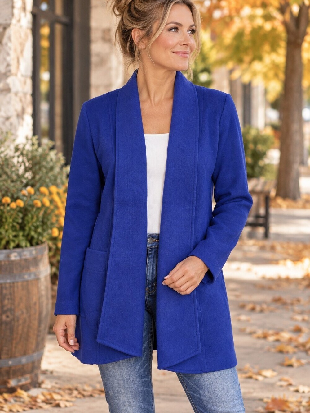 Chico's Women's Soft Blue Open Front Jacket